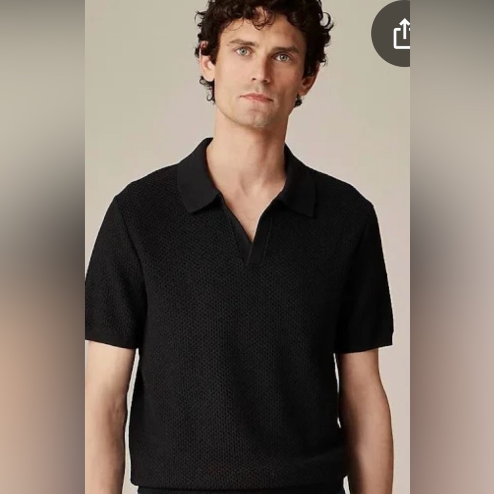 J. Crew Black Knit Polo Shirt